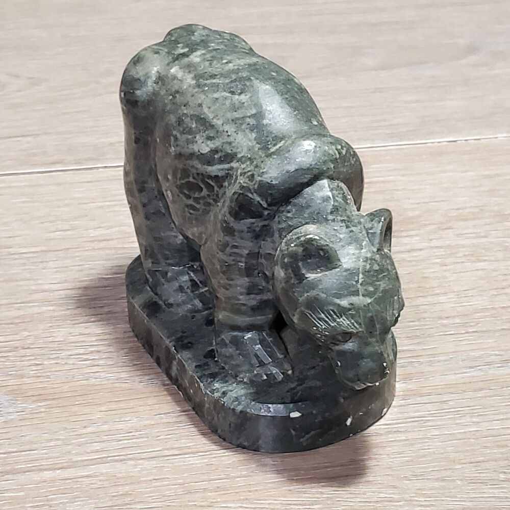Vintage Grizzly Bear Stone Marble Figure Home Decor Native Forrest Cabin 90s